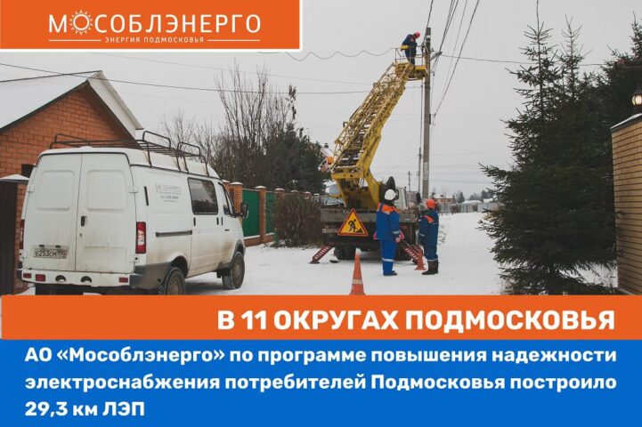 АО «Мособлэнерго» построило 29,3 км ЛЭП в Подмосковье