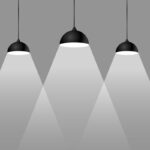 three focus spotlights background in flat style